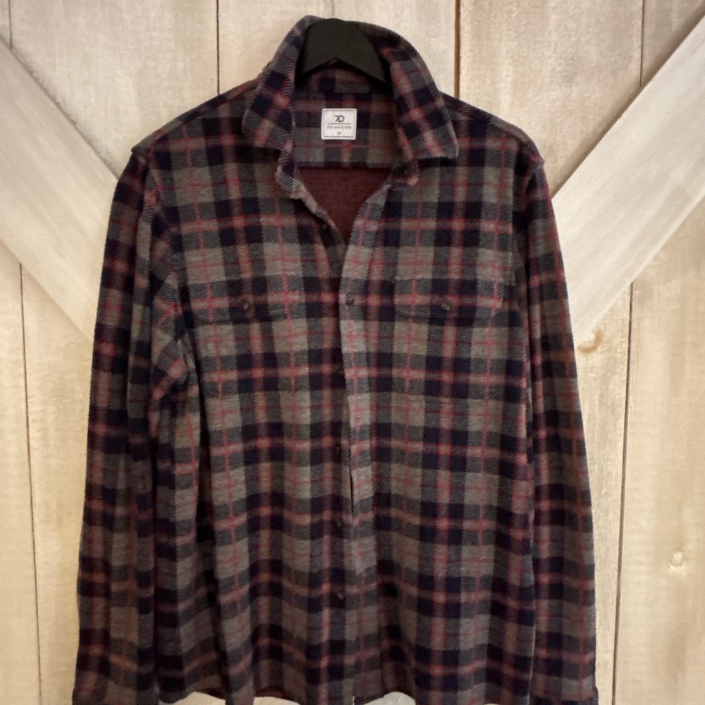 7 Diamonds Red and Gray Plaid Shirt